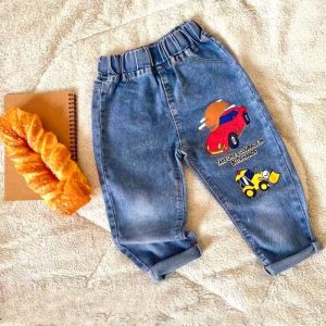 Latest Blue Casual Wear Denim Printed Jeans Pant for Boys