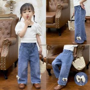 Party Wear Fashion Blue Denim Jeans Pant for Girls