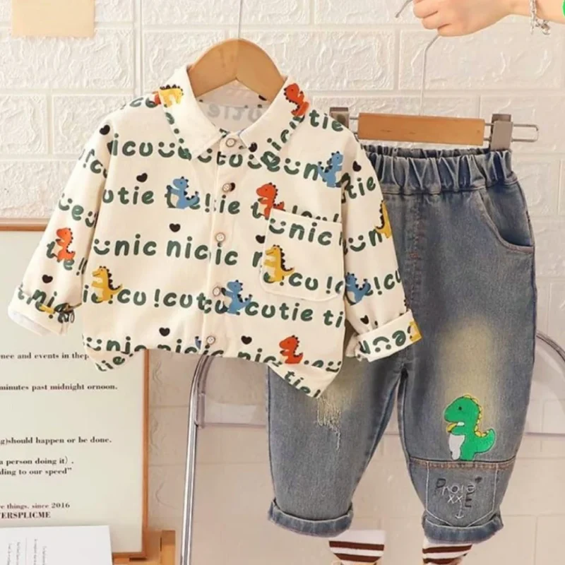 Printed Unisex Shirt & Jeans Pant Combo for Kids