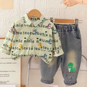 Kids Printed Fashion Short Shirt & Denim Jeans Pant Combo for Girls & Boys