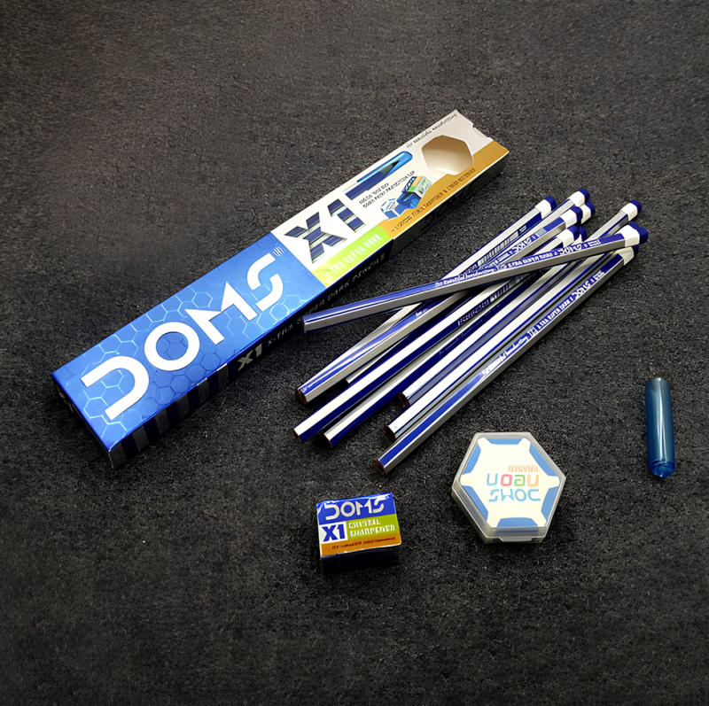 Super Dark Drawing X1 Doms Pencil with Sharpener & Eraser for Kids