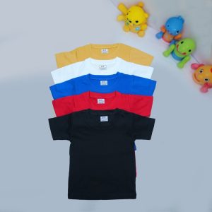 Solid Color Combo of 5 round-Neck T-shirts for Kids